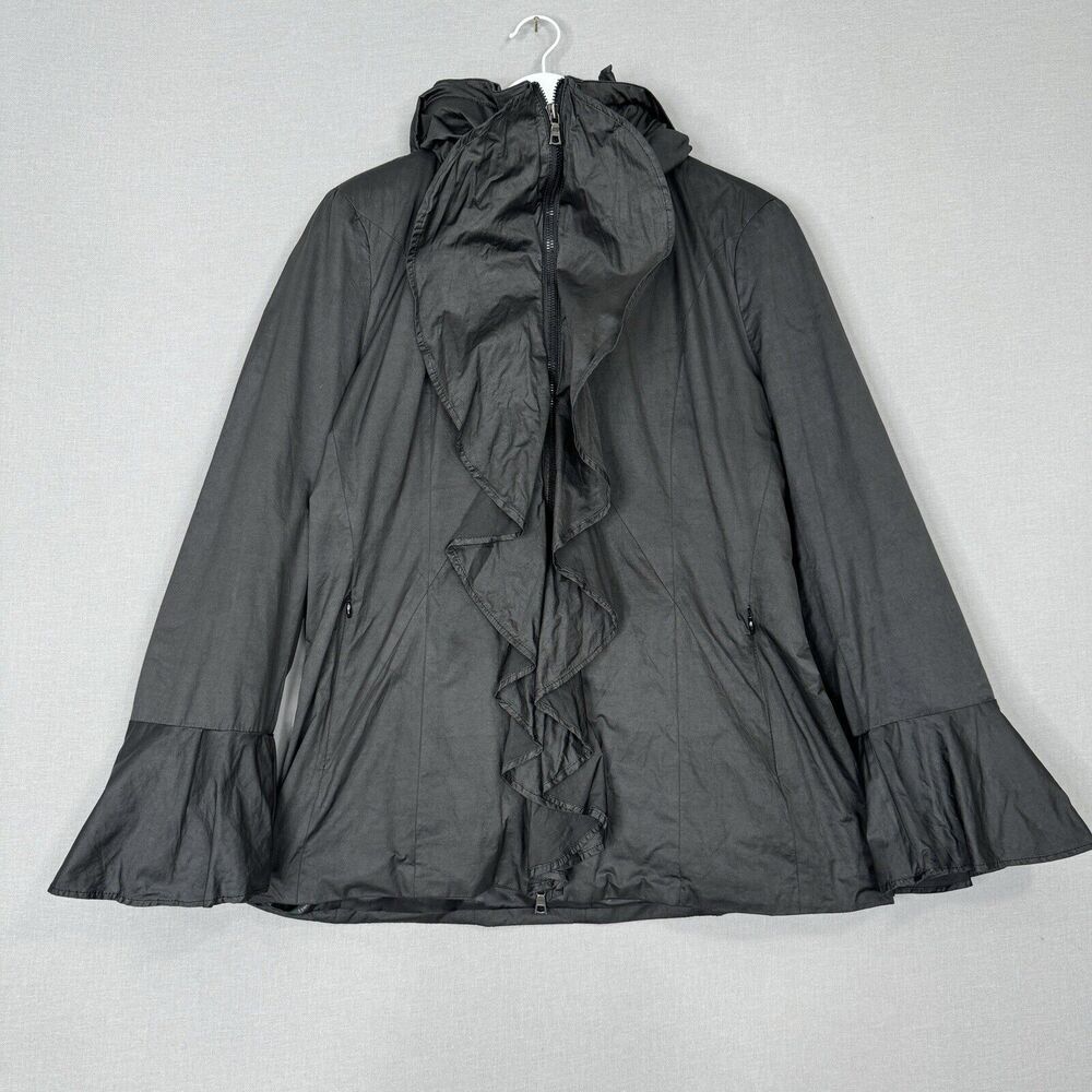 Creenstone Womens Jacket 40 Black Dramatic Ruffle Pillow Collar Witchy Gothic